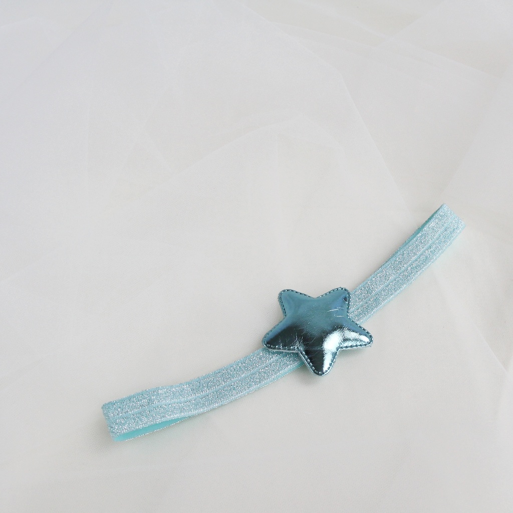 Повязка на голову "Звезда" голубая на блестящей резиночке