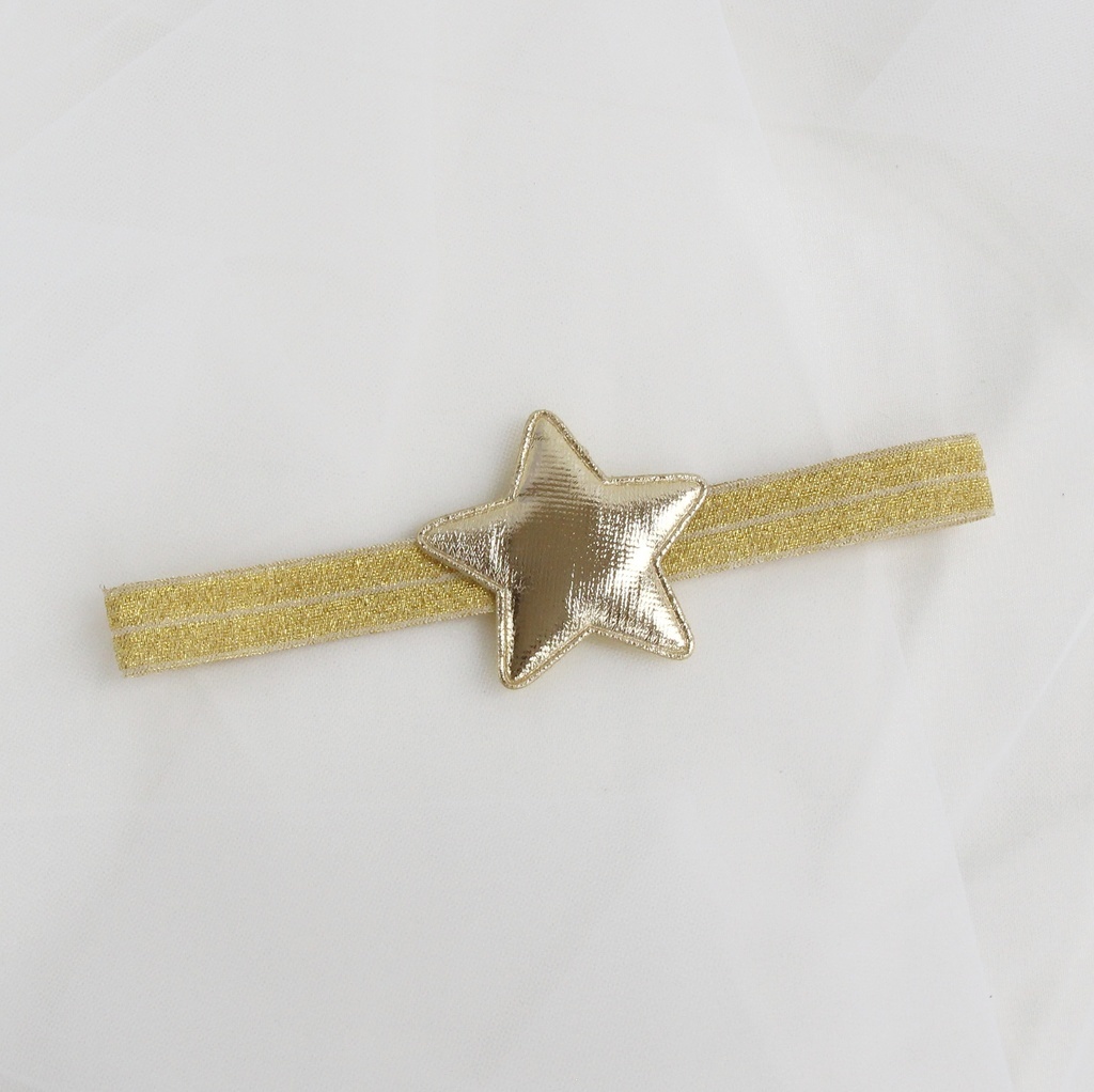 Повязка на голову "Звезда" золотая на блестящей резиночке