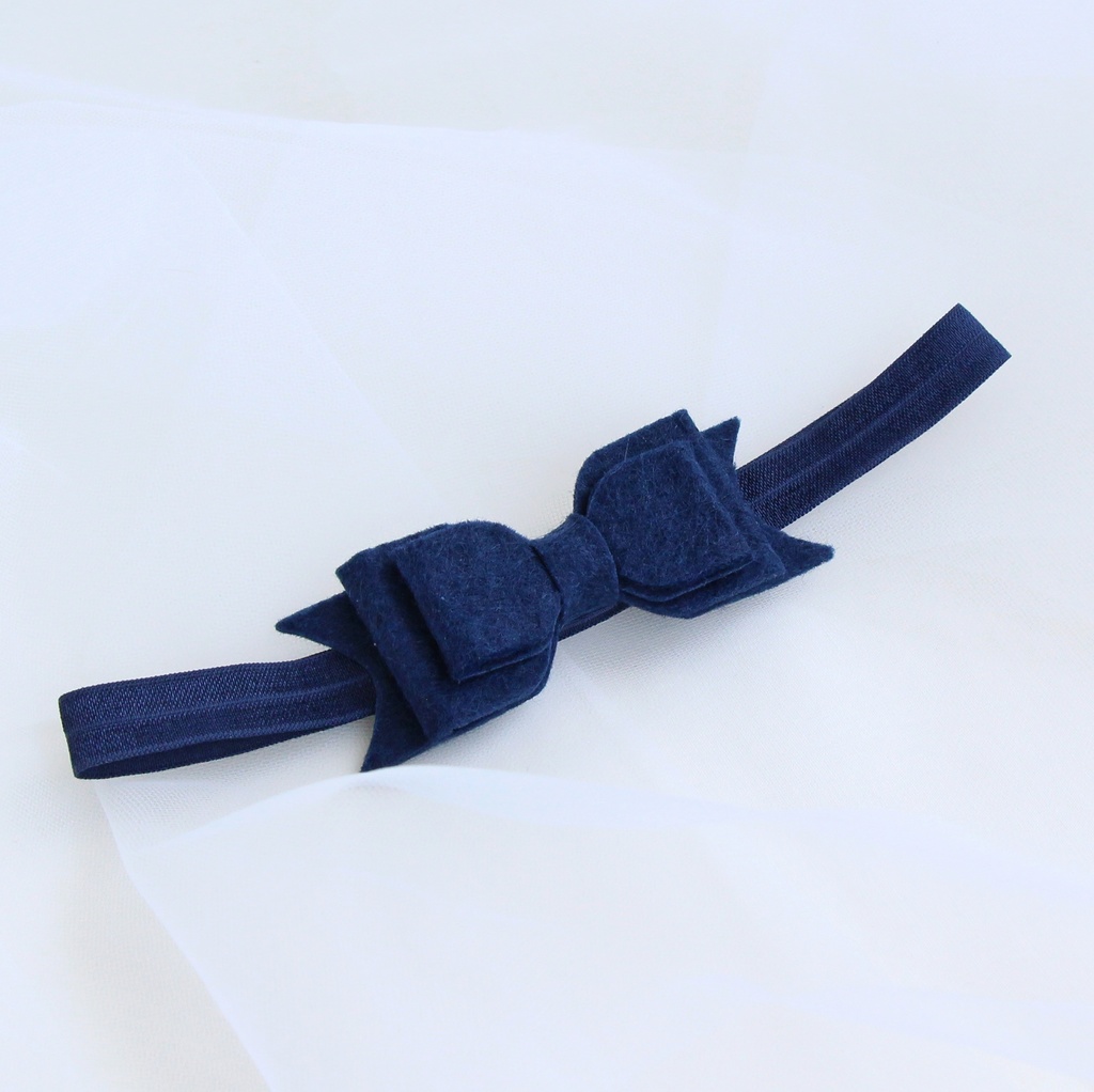 Повязка на голову "Фетровый бант" цвет синий