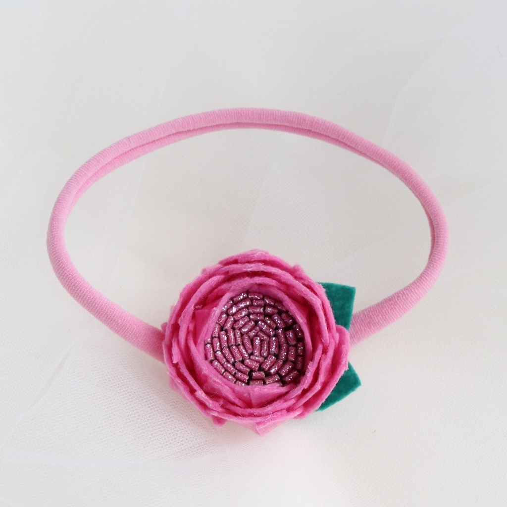 Повязка на голову "Фетровый цветок" цвет розовый