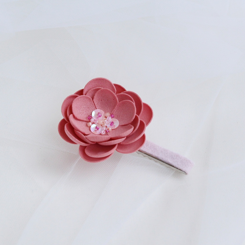 Заколка-зажим "Фоамирановый цветок" абрикосовый