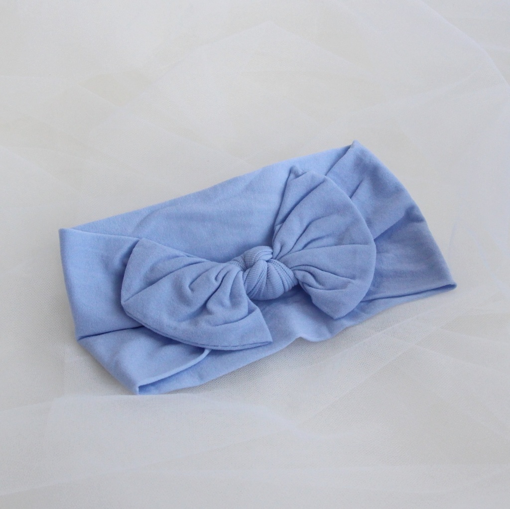 Повязка на голову "Широкий бант" голубой