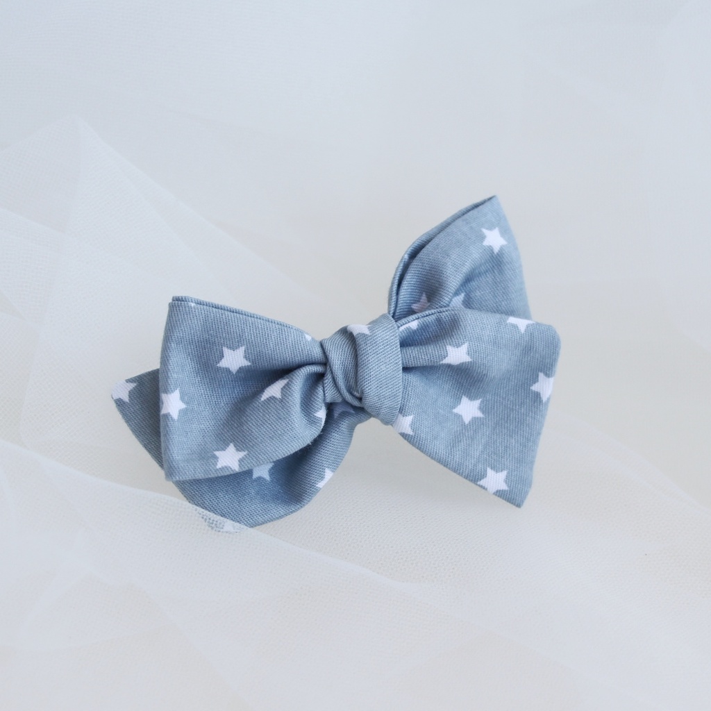Резинка "Хлопковый бант" цвет серый с белыми звездами