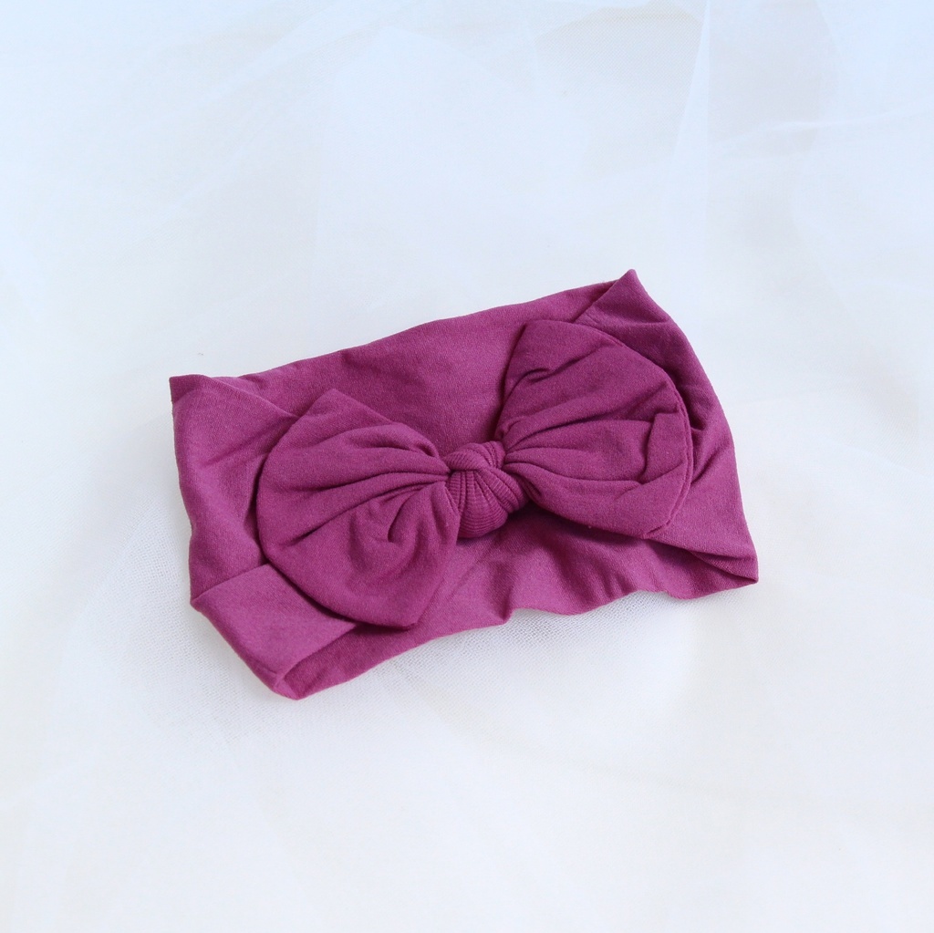 Повязка на голову "Широкий бант" сливовый