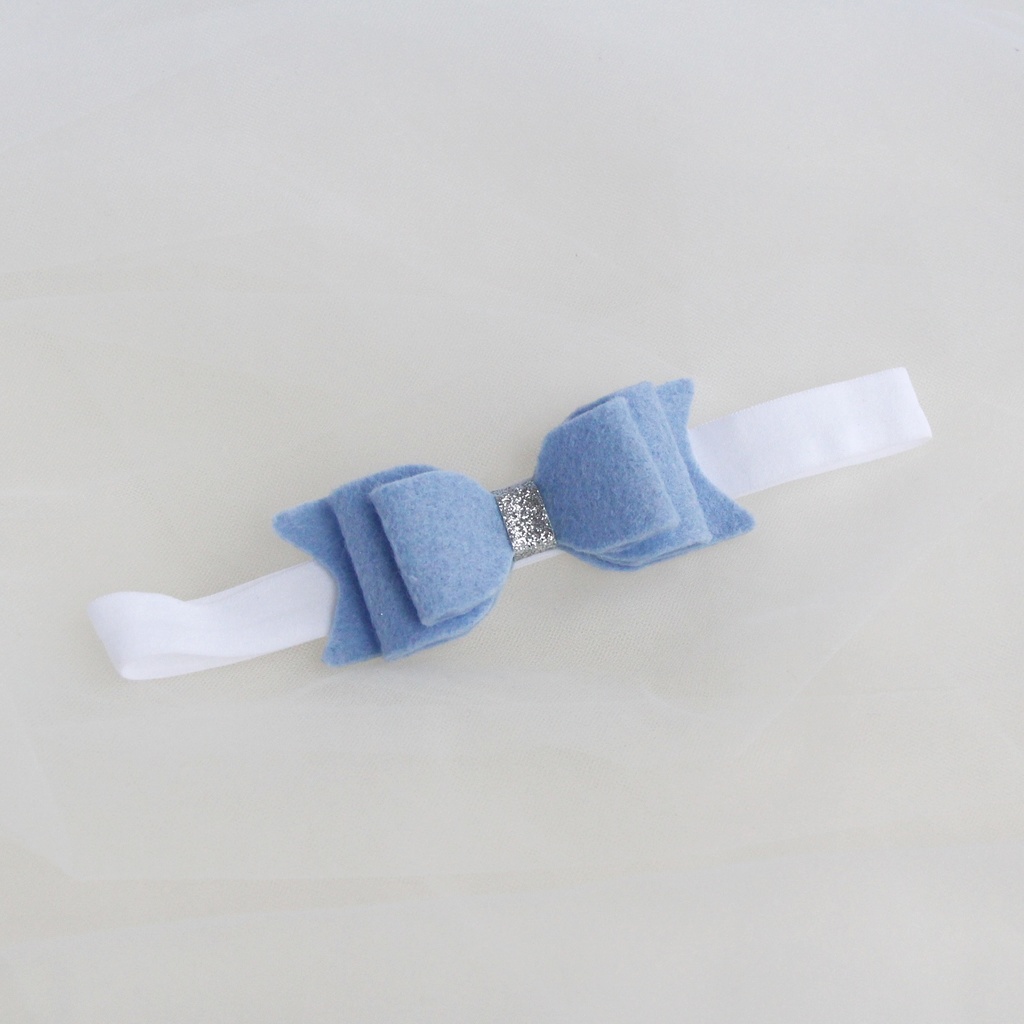 Повязка на голову "Фетровый бант" цвет голубой
