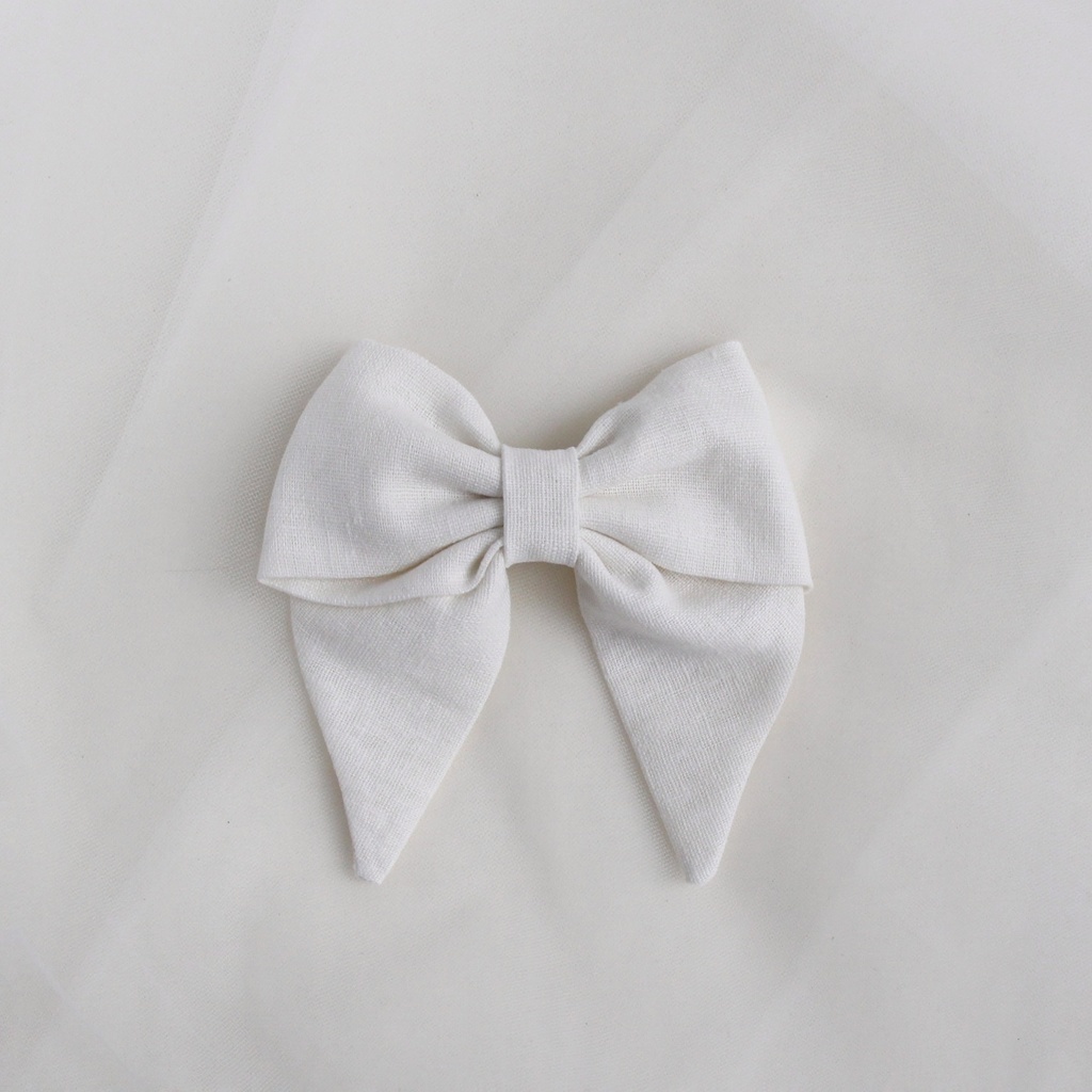 Заколка-зажим "Бант с хвостиками" льняной