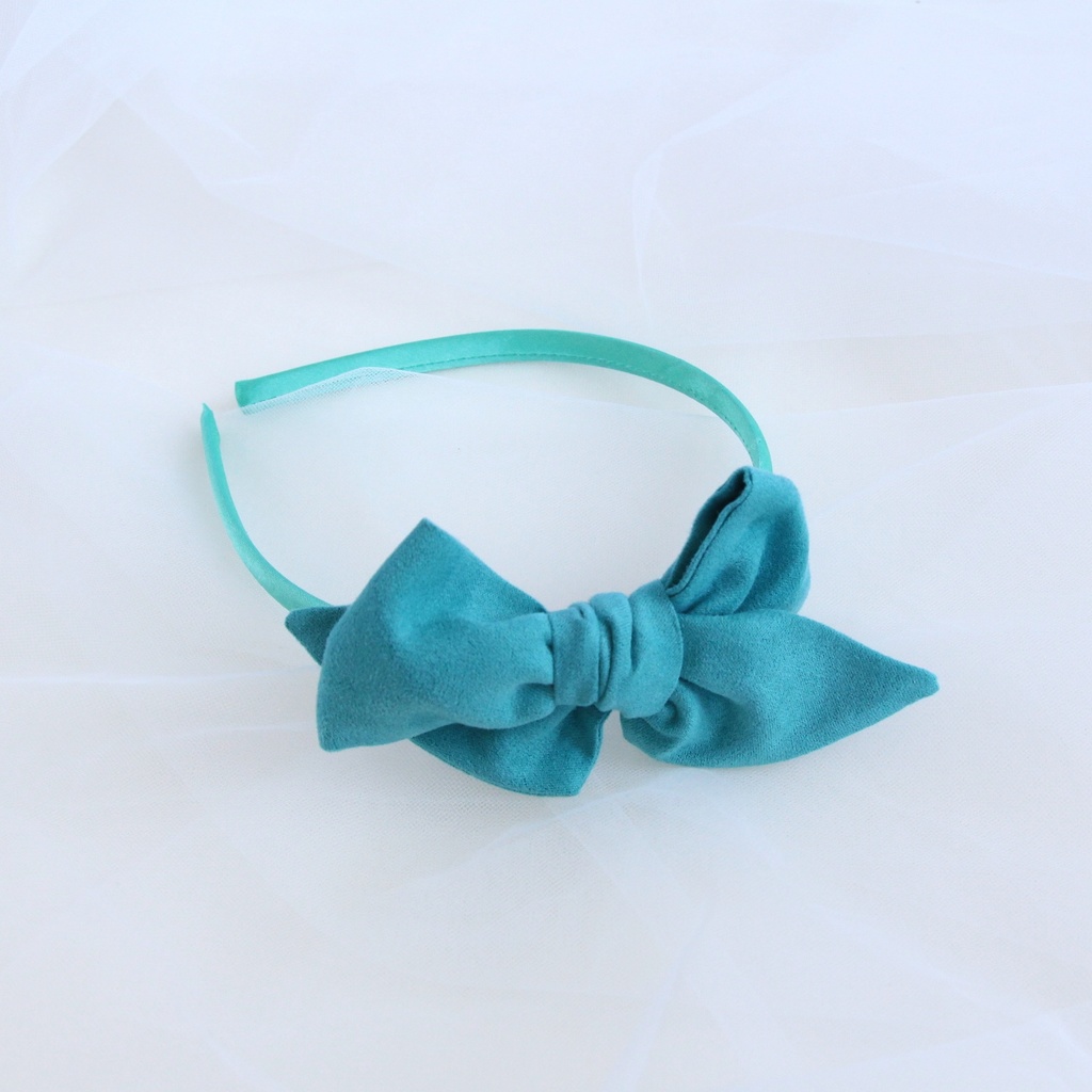 Ободок "Замшевый бант" мятный
