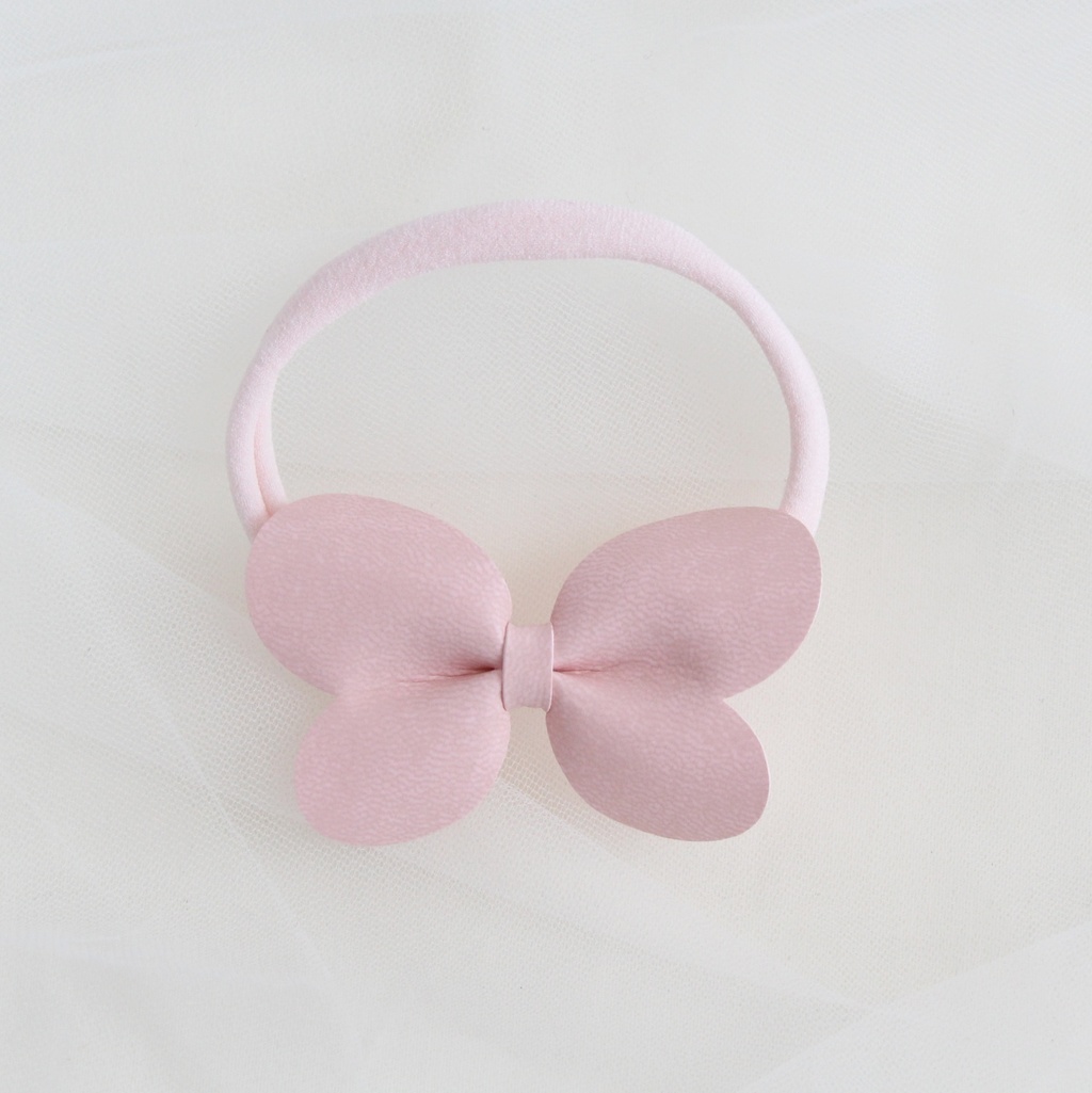 Повязка на голову "Бантик-бабочка" светло-розовый