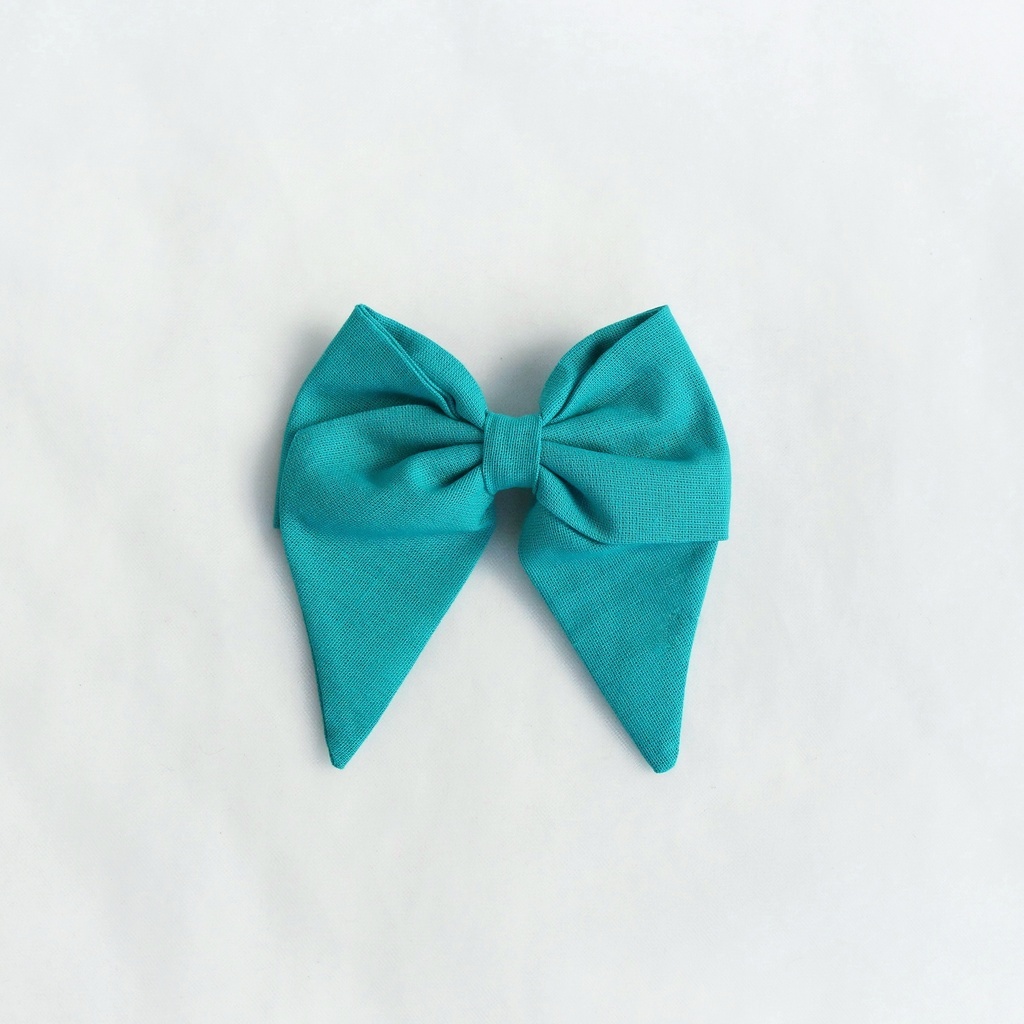 Заколка-зажим "Бант с хвостиками" темно-бирюзовый
