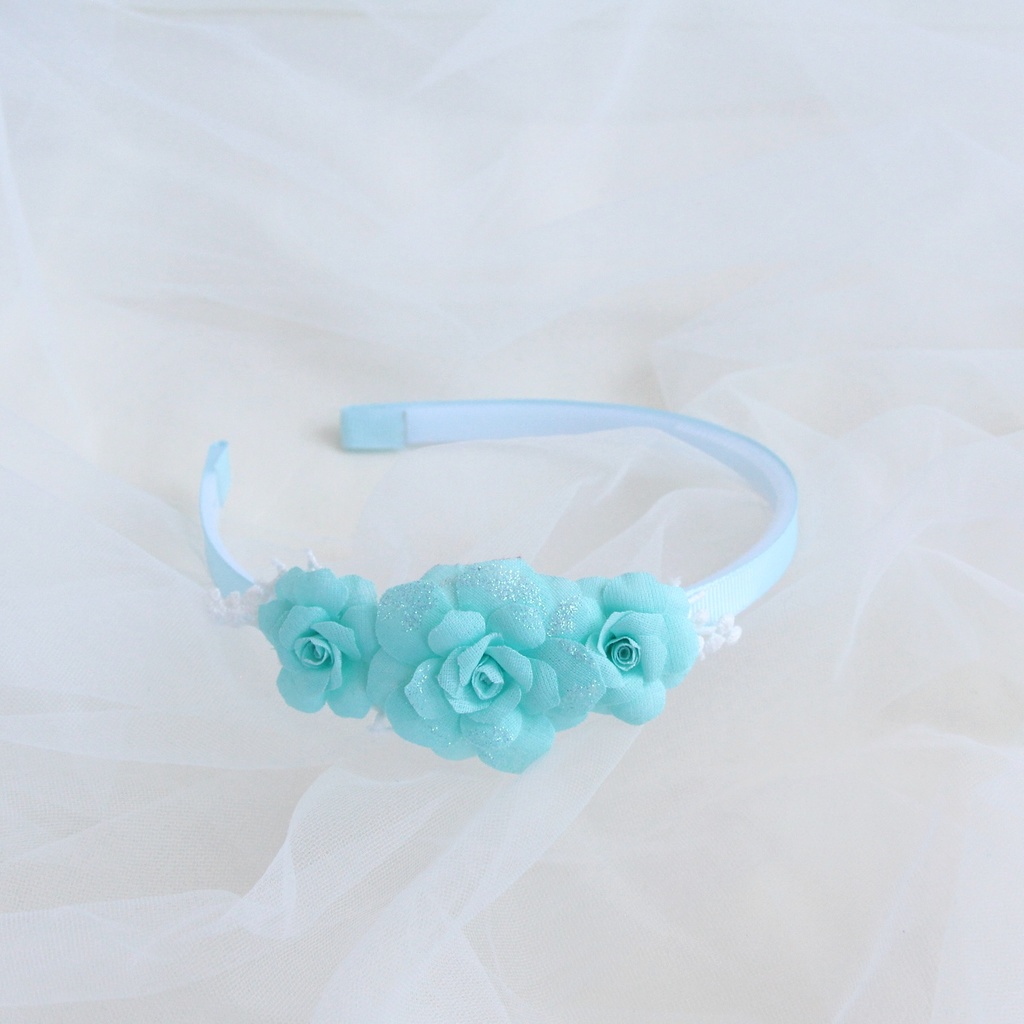 Ободок "Нежные цветы" тиффани и голубой
