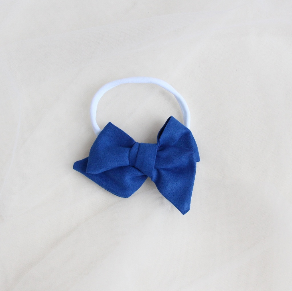 Повязка на голову "Замшевый бантик" синий