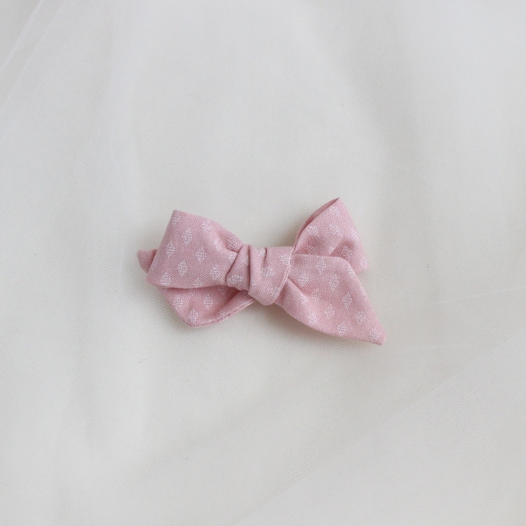 Заколка-зажим "Хлопковый бант" розовый в ромбик