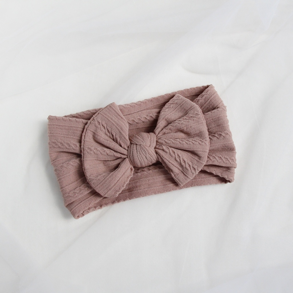 Повязка на голову "Широкий бант с узором" какао