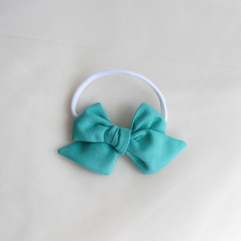 Повязка на голову "Замшевый бантик" тиффани