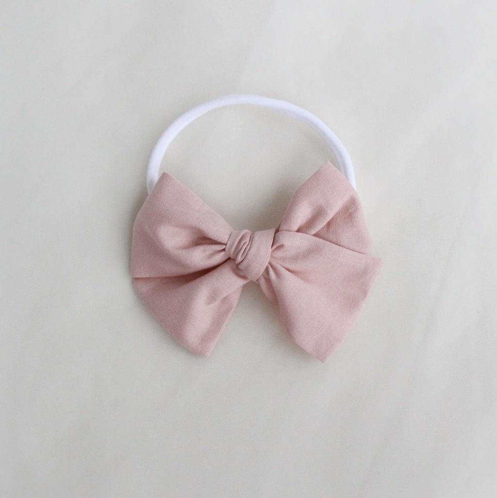 Повязка на голову "Хлопковый бант" светло-розовый