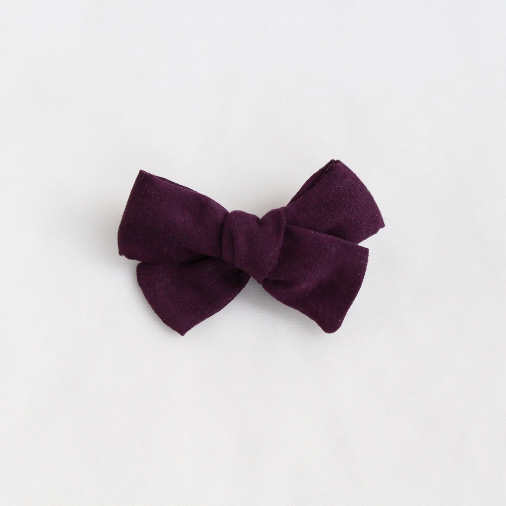 Заколка-зажим "Замшевый бантик" баклажановый