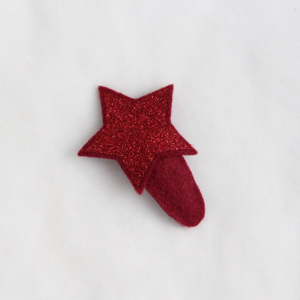 Заколка клик-клак "Блестящая звезда" красный