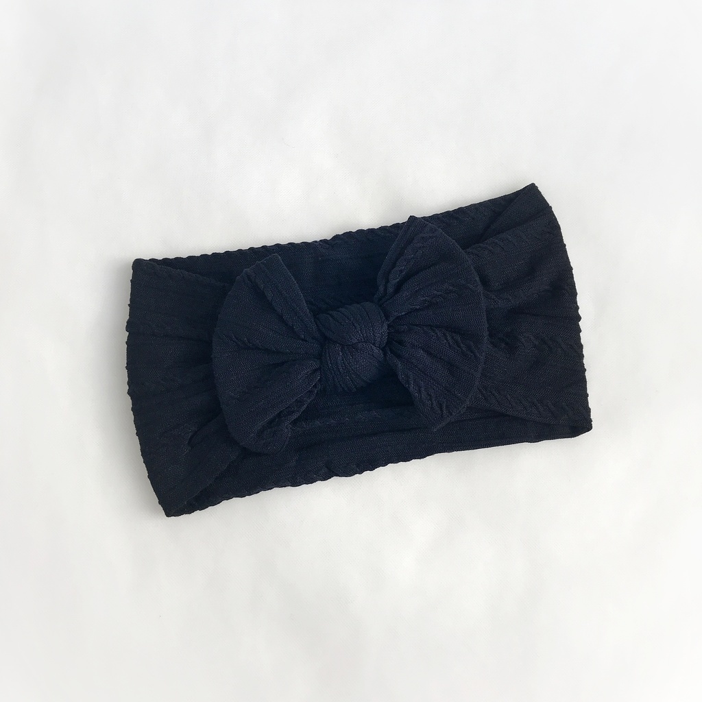 Повязка на голову "Широкий бант c узором" черный