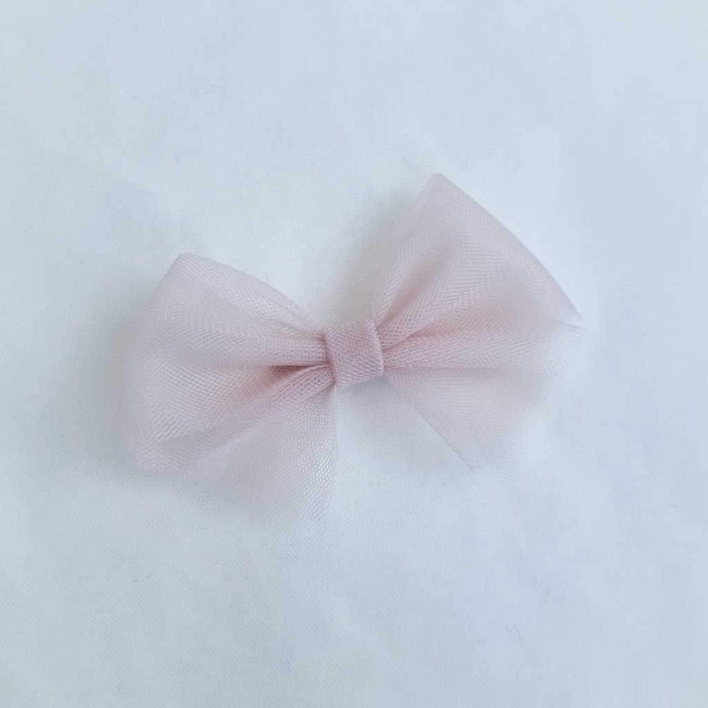 Заколка-зажим "Фатиновый бант" пыльно-розовый