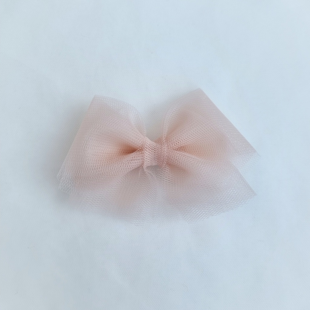 Заколка-зажим "Фатиновый бант" персиковый