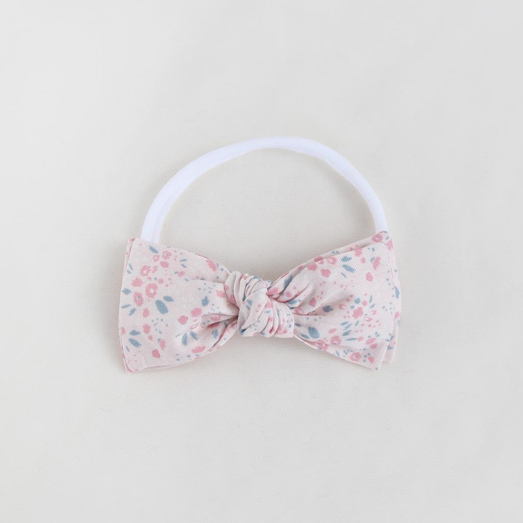 Повязка на голову "Бант узелок" белый с розовым