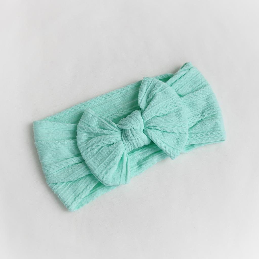 Повязка на голову "Широкий бант c узором" мятный
