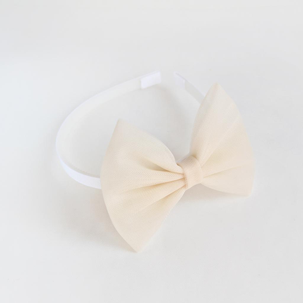 Ободок "Фатиновый бант" светло-бежевый