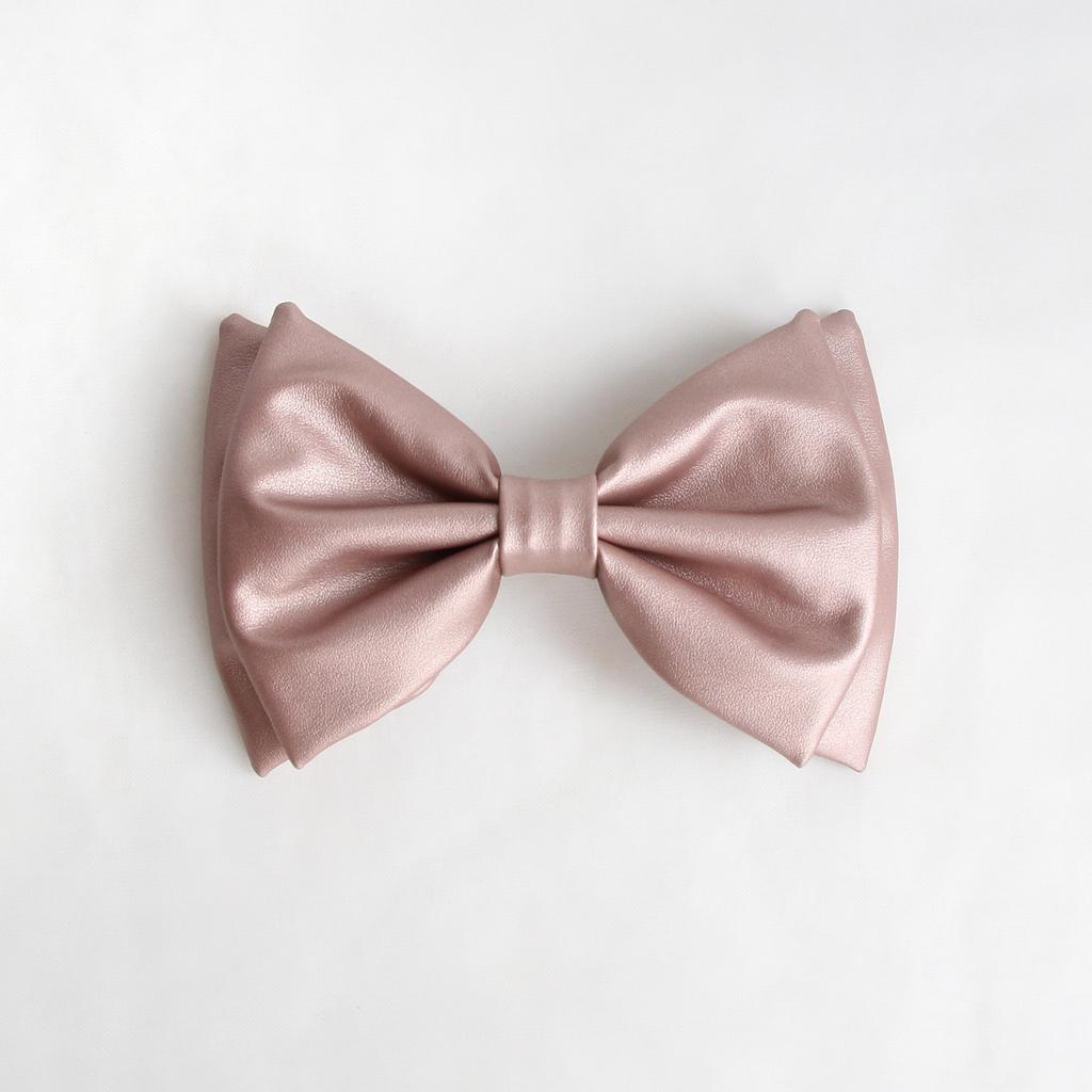 Заколка-автомат "Бант из экокожи" розовое золото