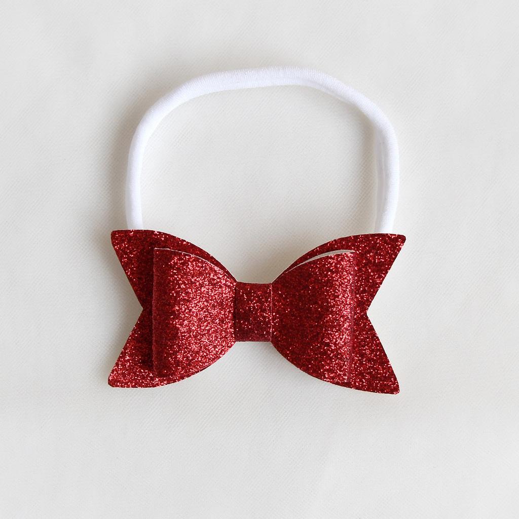 Повязка на голову "Блестящий бант" красный