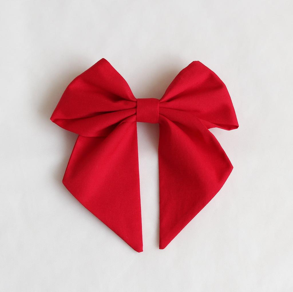 Заколка-автомат "Хлопковый бант длинный" красный