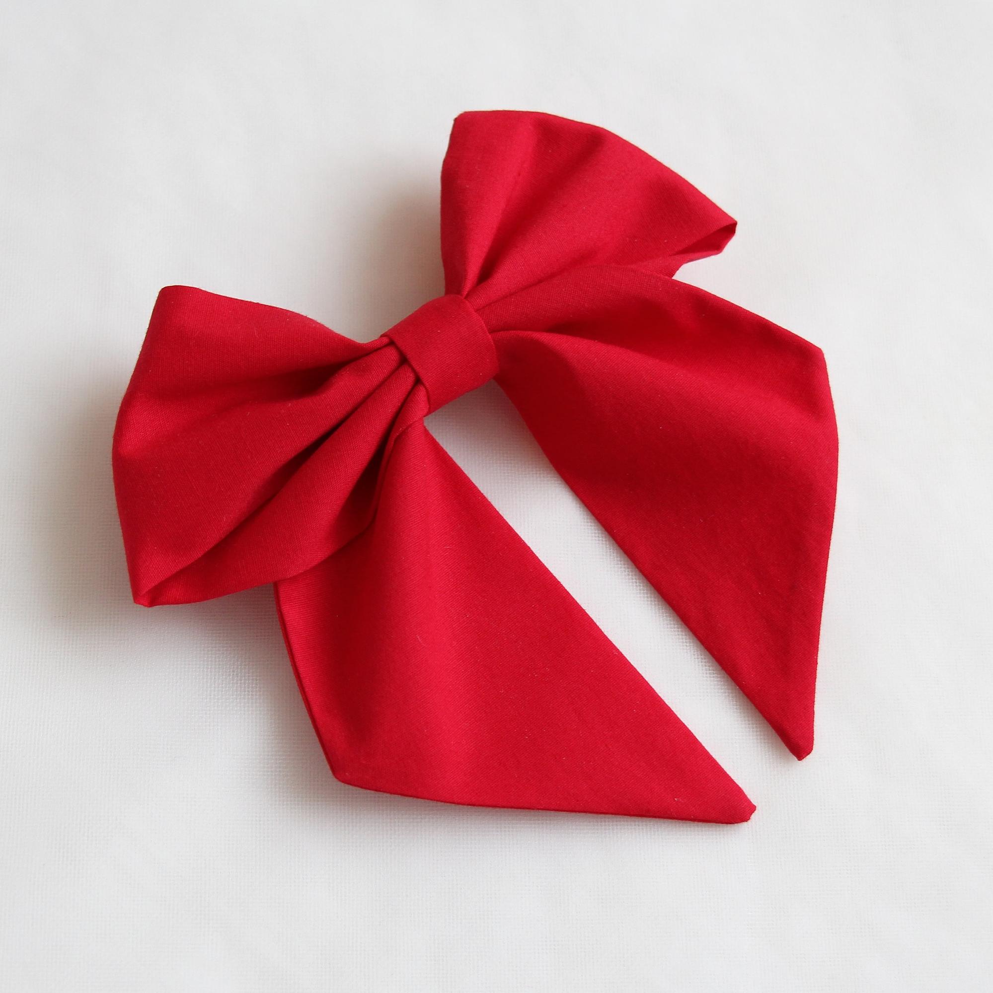 Заколка-автомат "Хлопковый бант длинный" красный