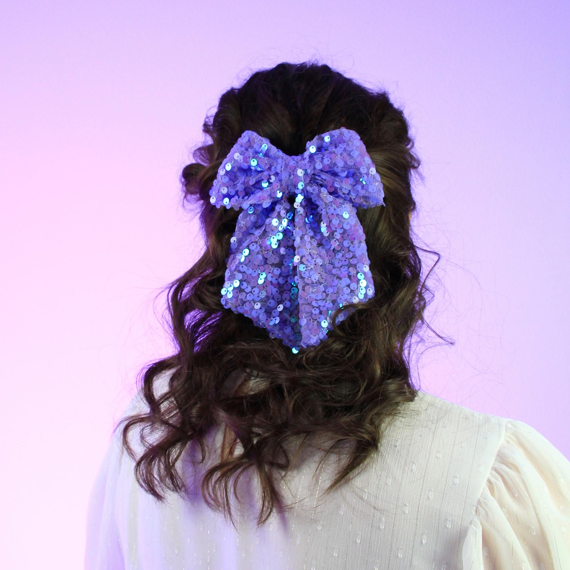 Заколка-автомат "Бант с пайетками" в ассортименте