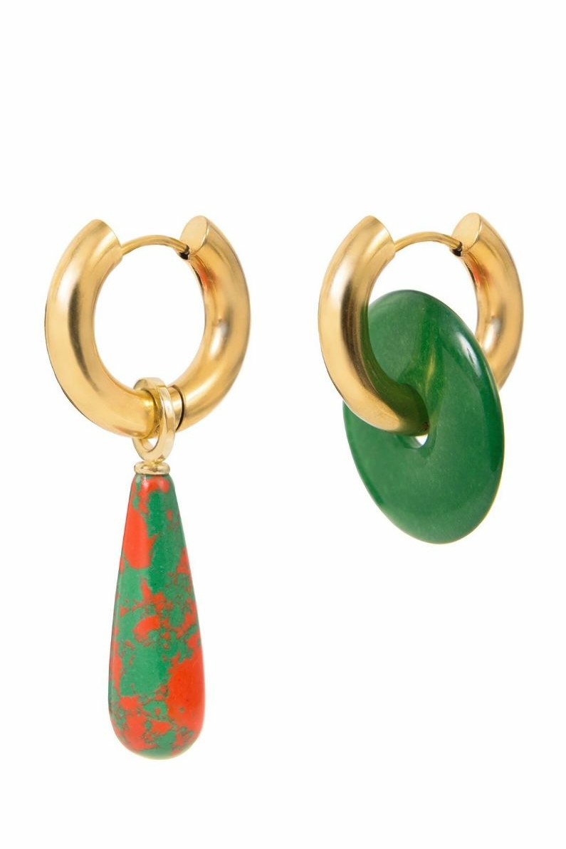 Серьги Base 24 с нефритом и подвеской-каплей