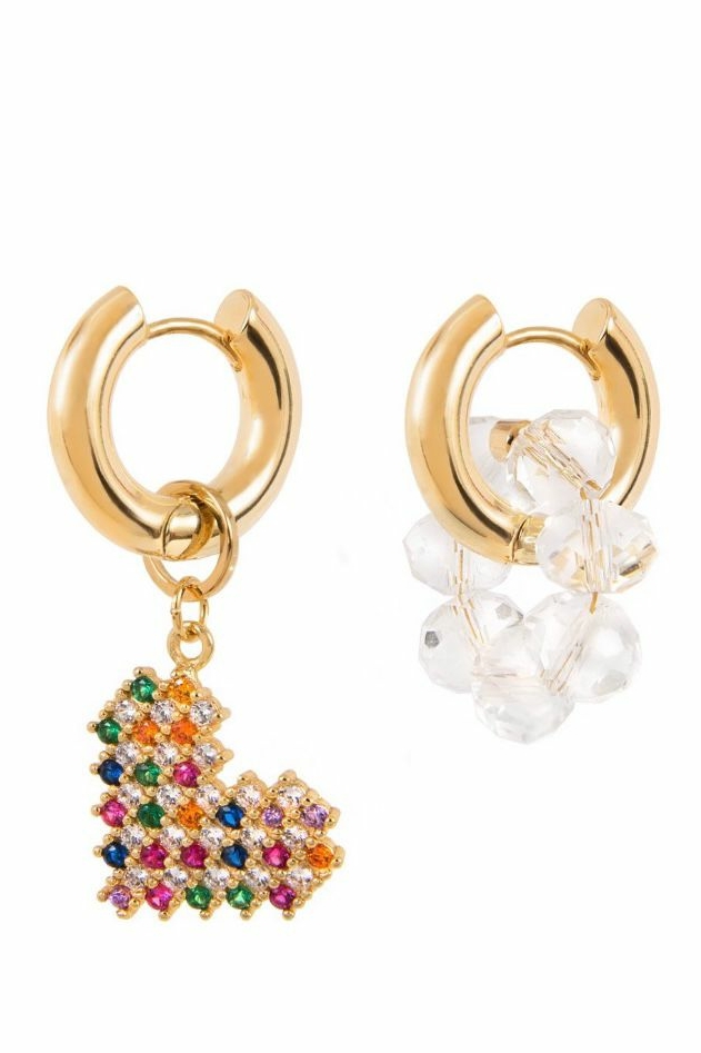 Серьги Base 22 мм gold Crystal Heart