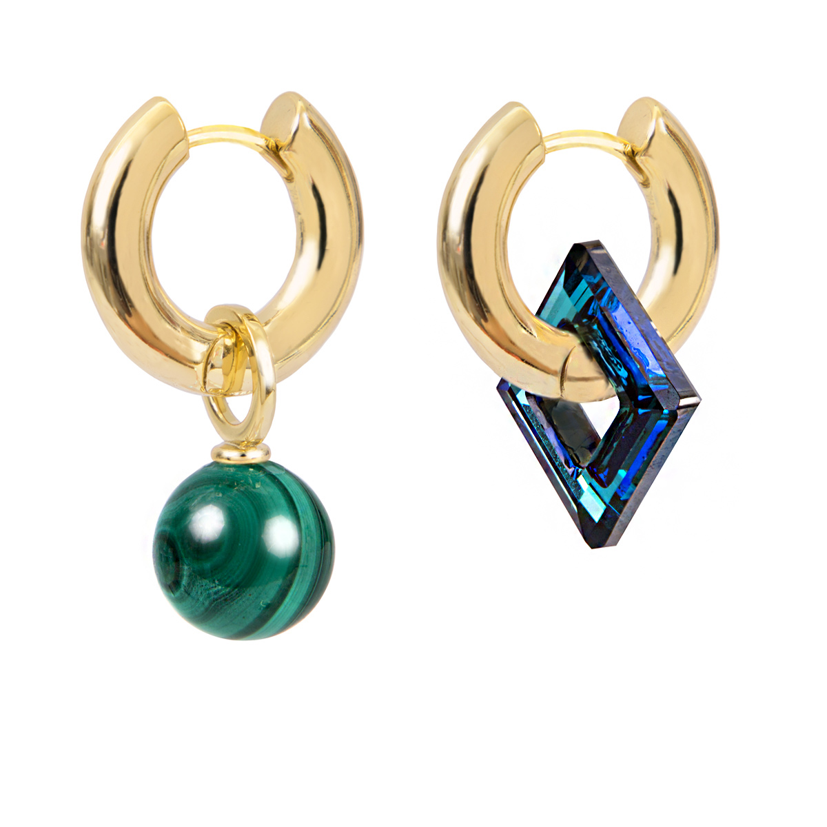 Серьги Base со Swarovski "Malachite"