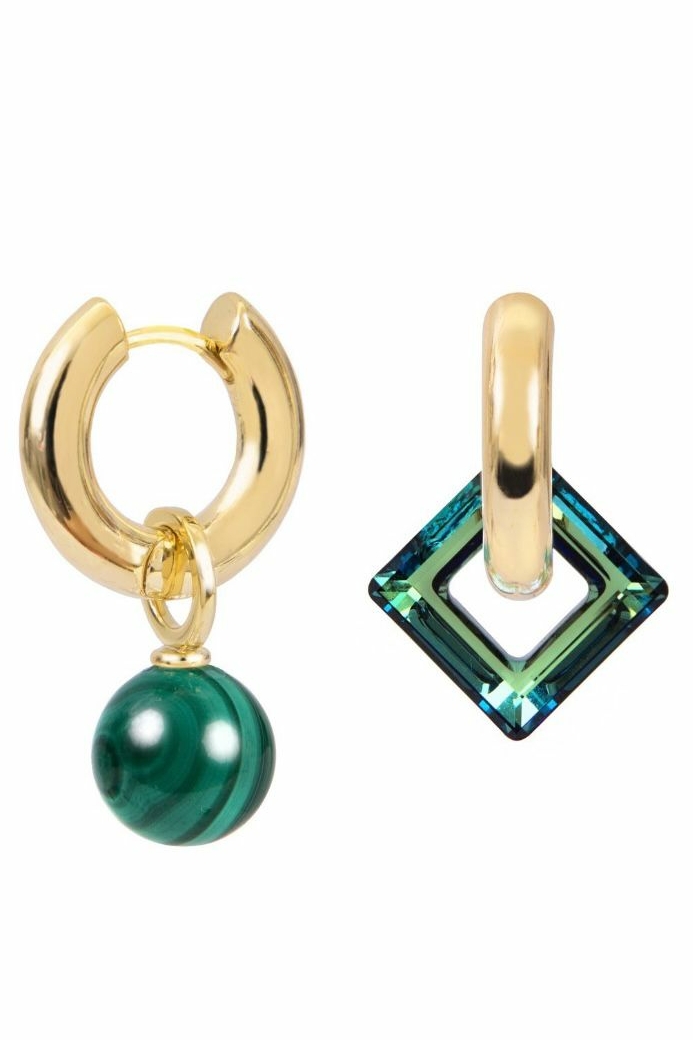 Серьги Base со Swarovski "Malachite"