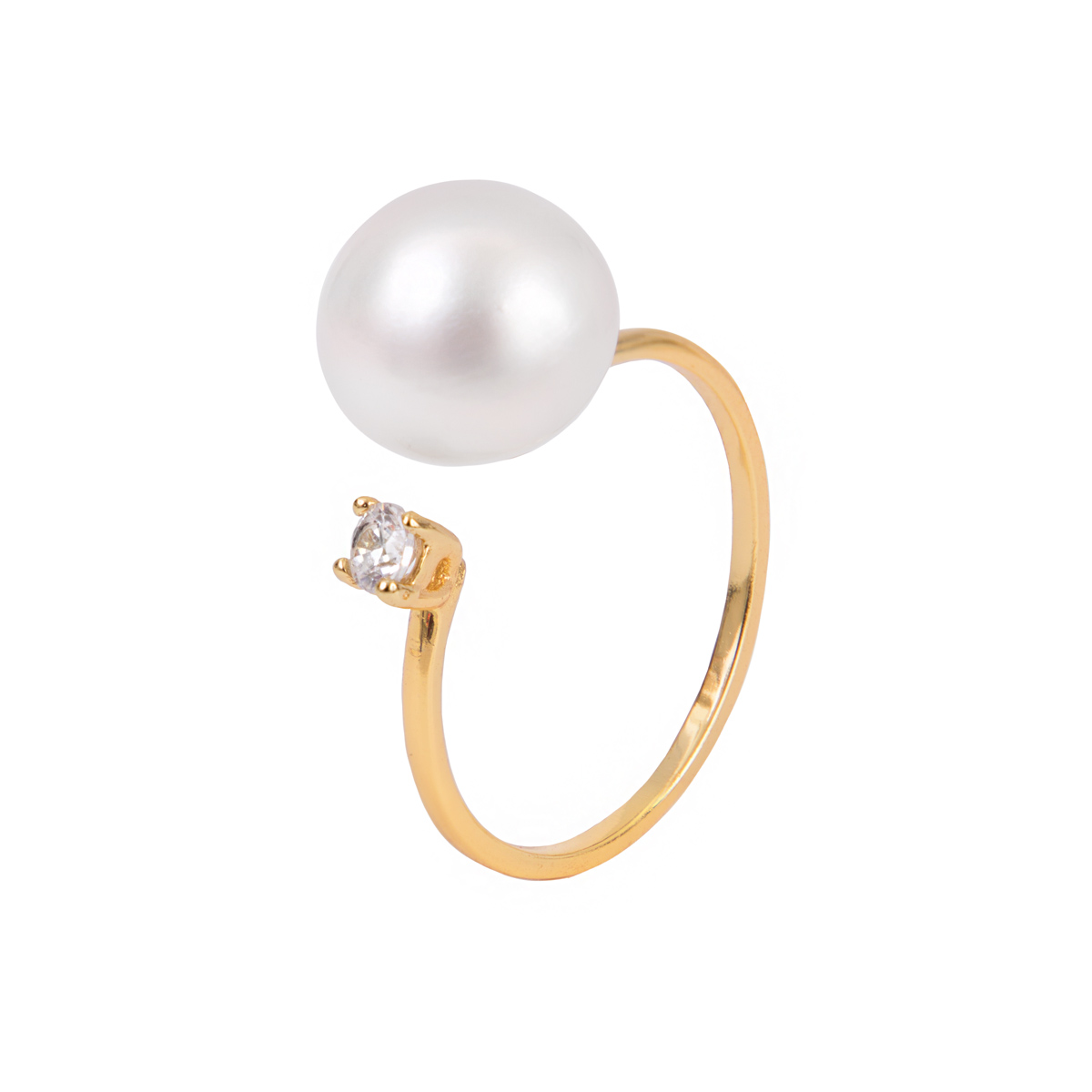 Кольцо с жемчугом и цирконом