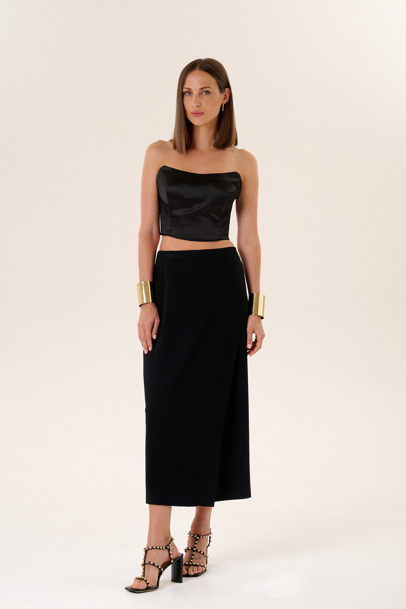 Корсет шелковый черный