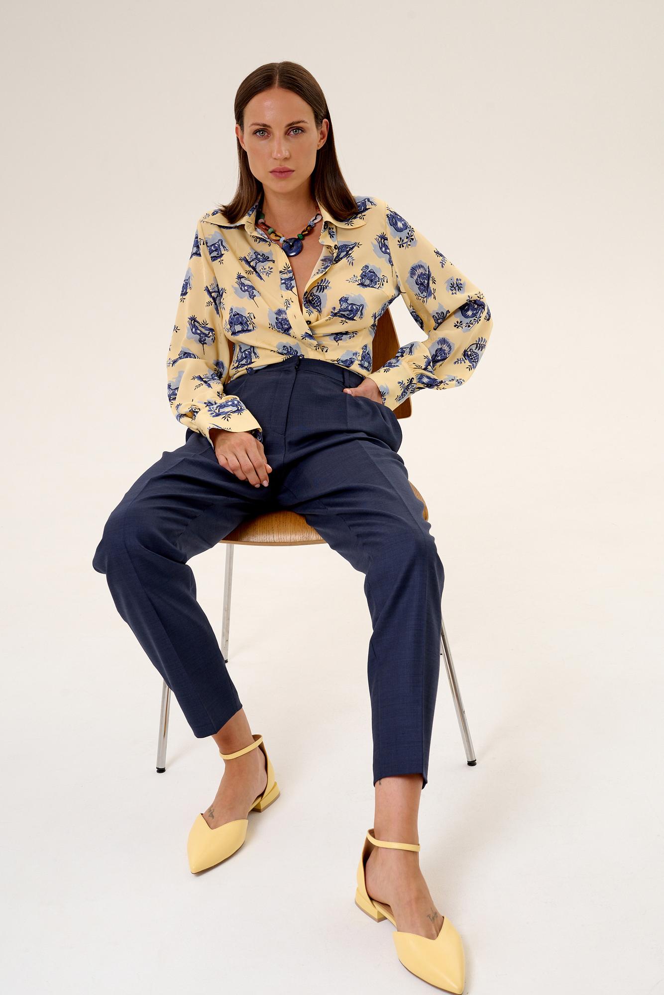 Брюки синие в клетку