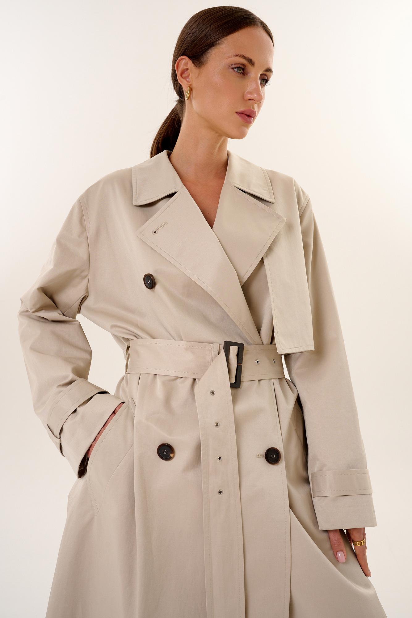 Тренч двубортный хлопковый, на подкладке