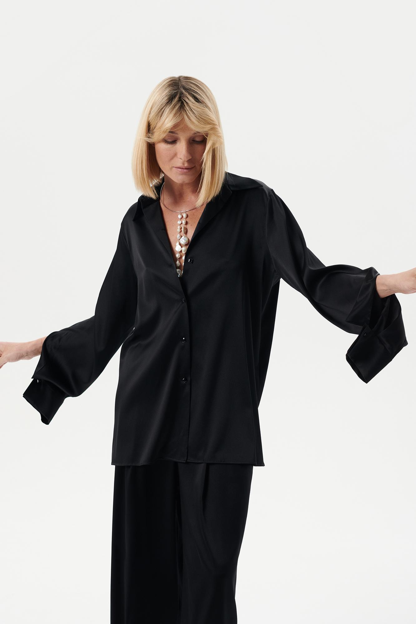 Рубашка из черного шелка GWEN