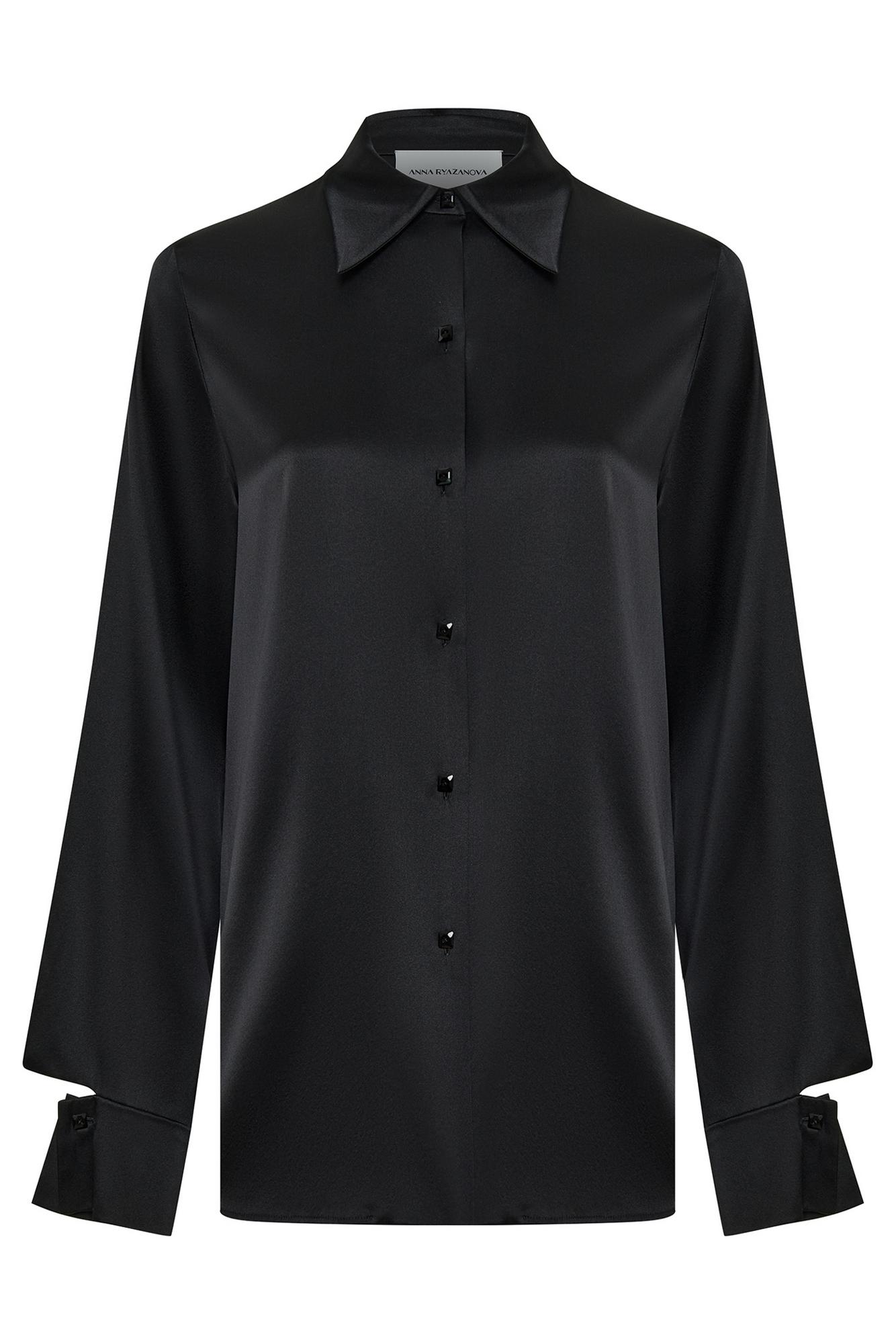 Рубашка из черного шелка GWEN