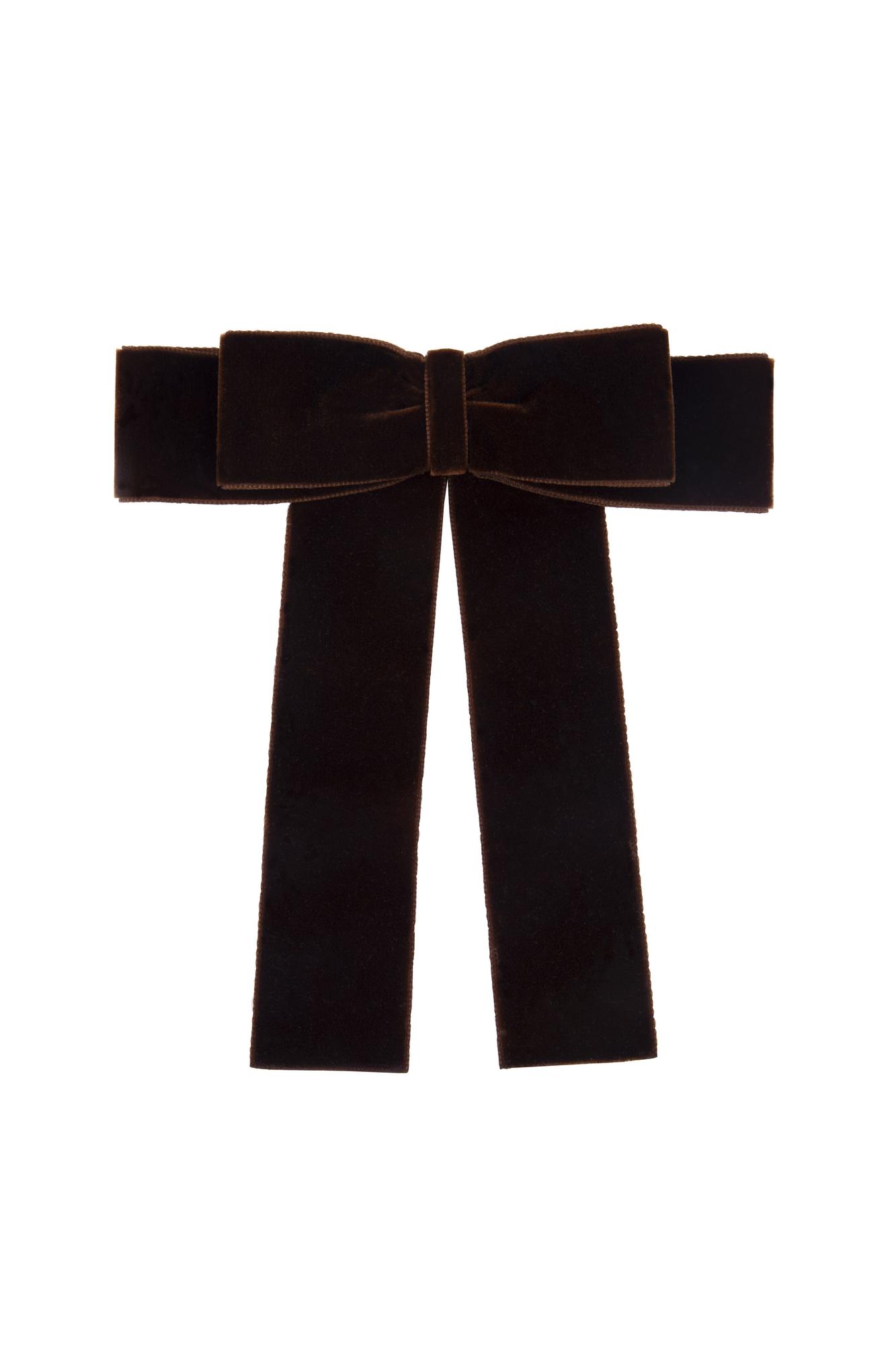 Заколка - Бант из бархата шоколад