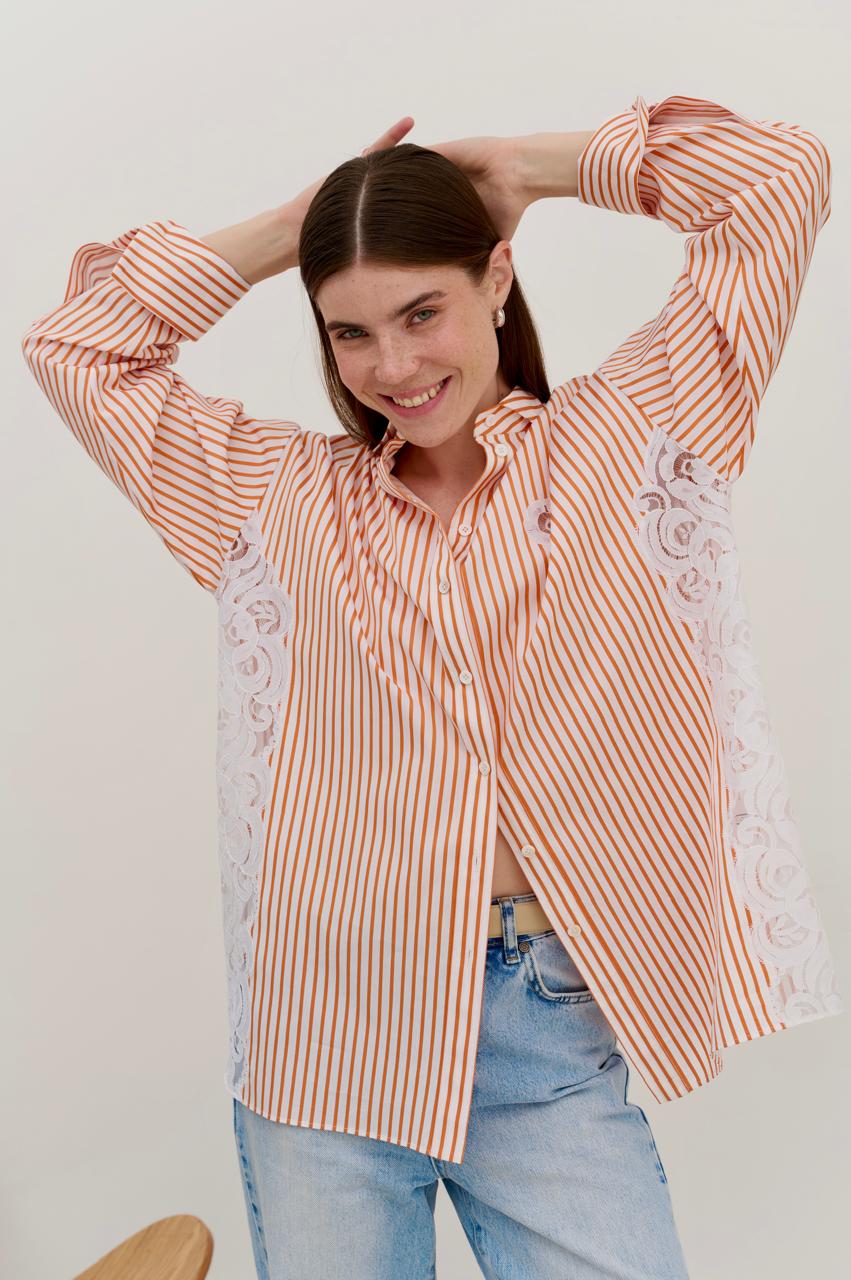 Рубашка SANDRA в оранжевую полоску