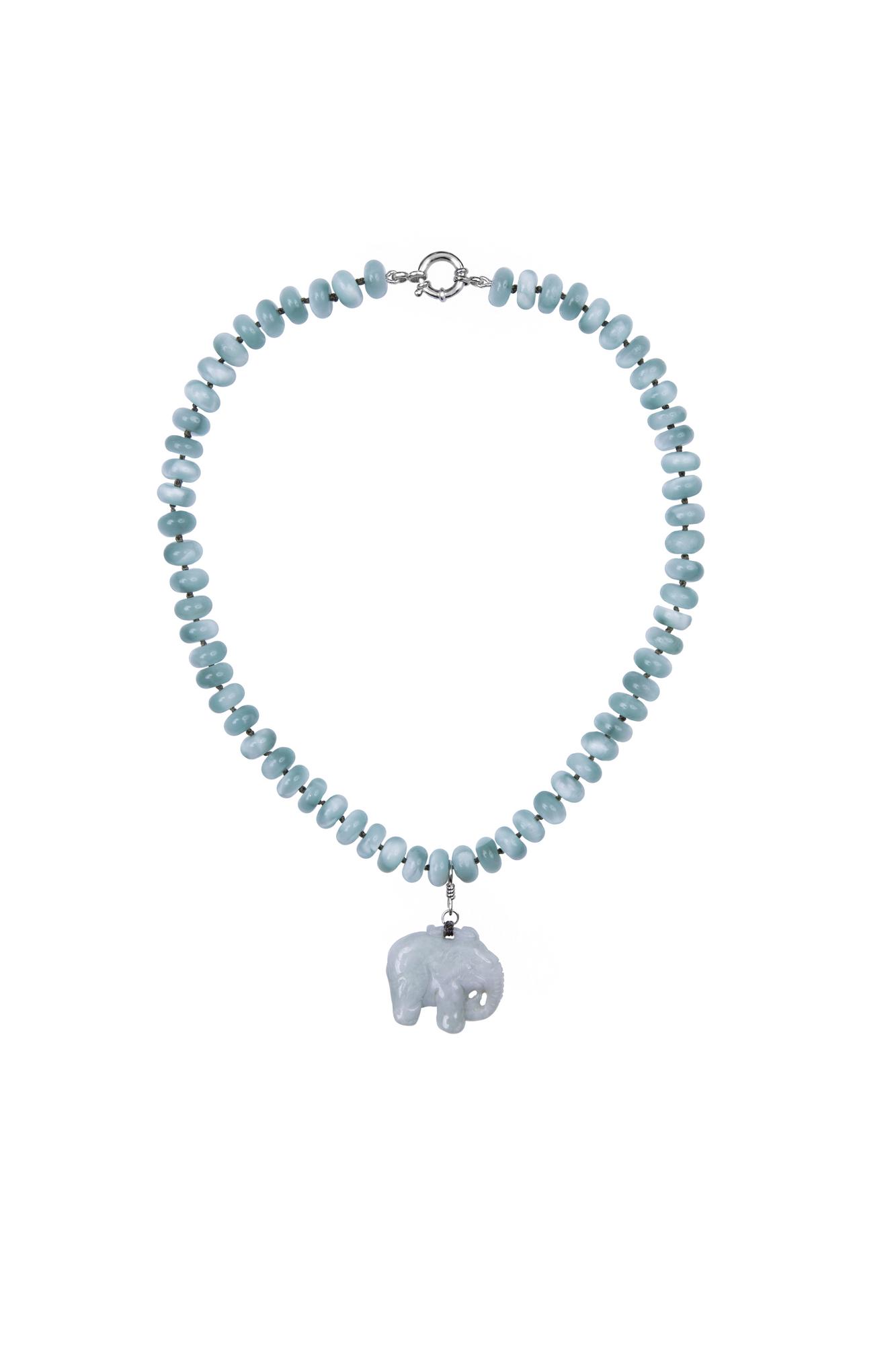 Колье из Пиктолита с кулоном слоном