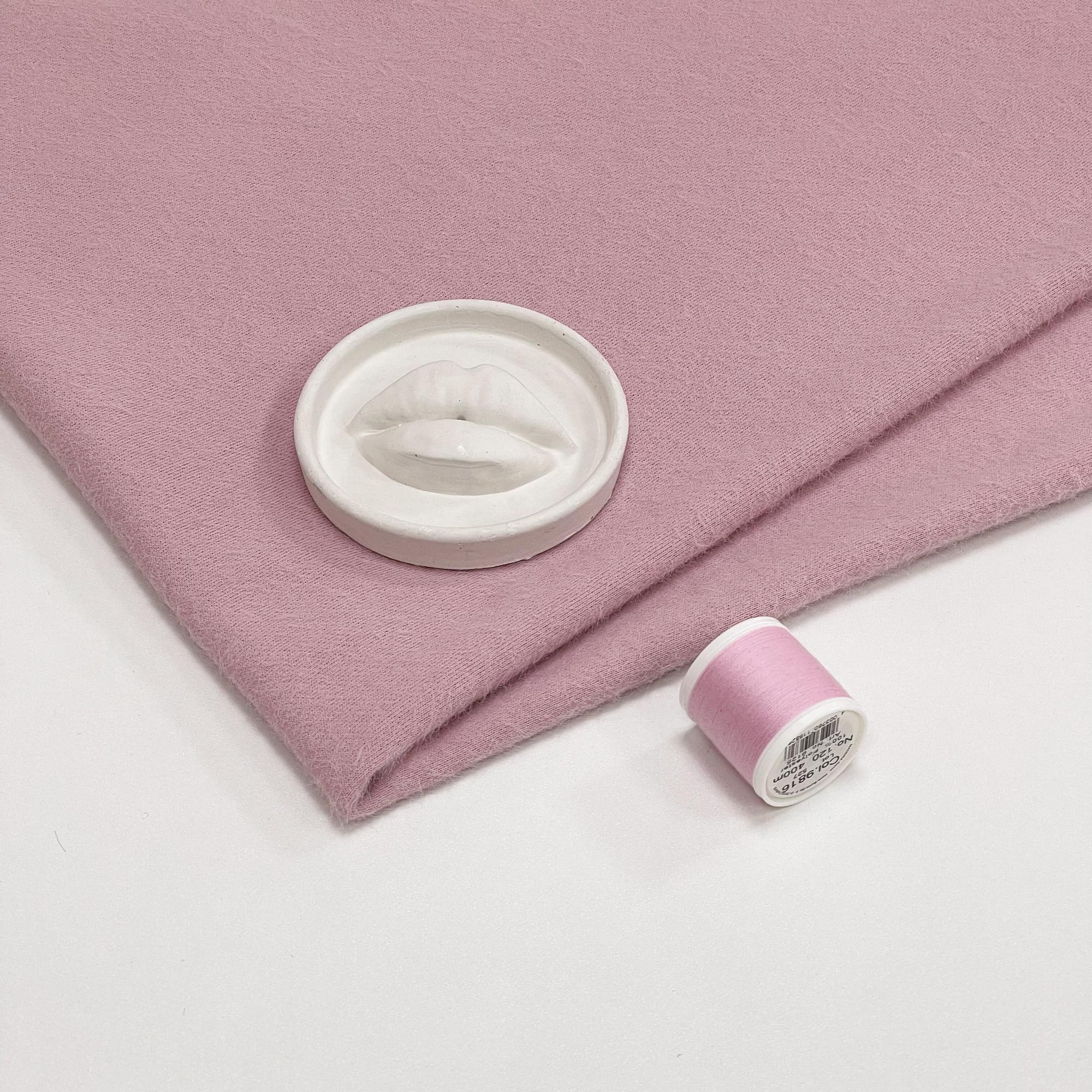 Пушистый трикотаж на хлопковой основе. Розовый оникс