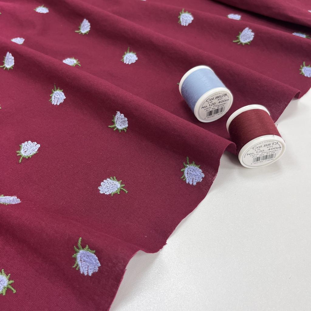 Полулен с вышивкой. Колокольчики на рубиновом