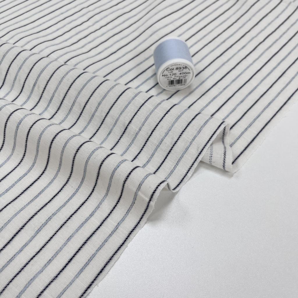 Смесовый хлопок с вышитой полоской. Черничный щербет