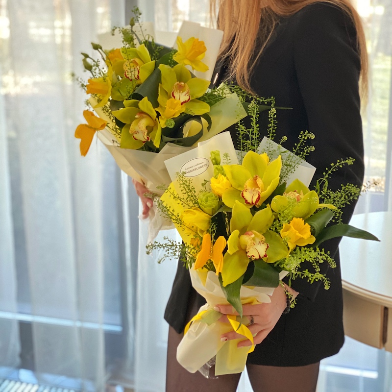 Букет цветов "Желто фисташковый"