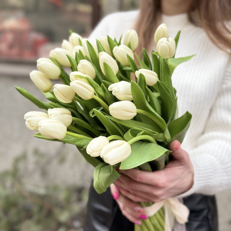 Монобукет "Белые тюльпаны"